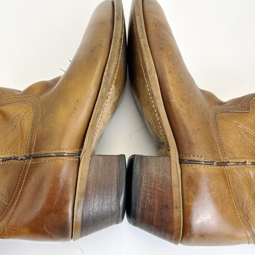 Thom McAn Western Cowboy Boots Mens Sz 9.5 Brown Leather Made in USA Vintage 70s - Picture 7 of 9